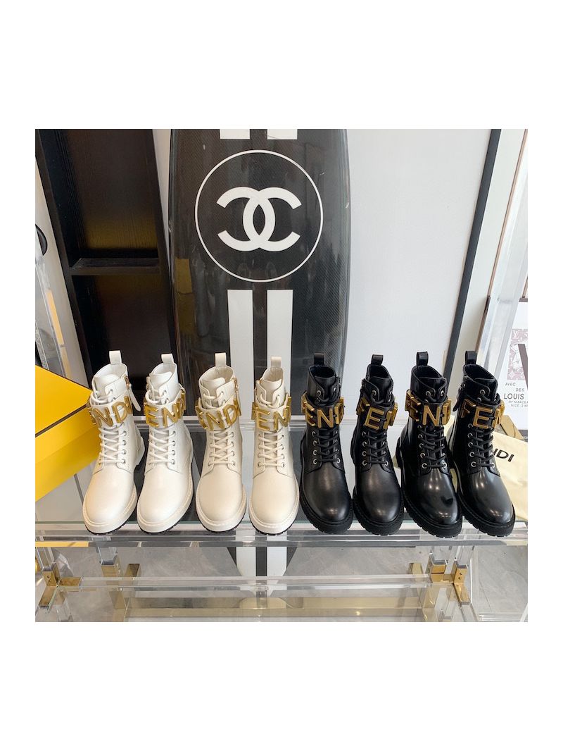 Fendi Fendigraphy Leather Biker Lace-Ups 8T8356