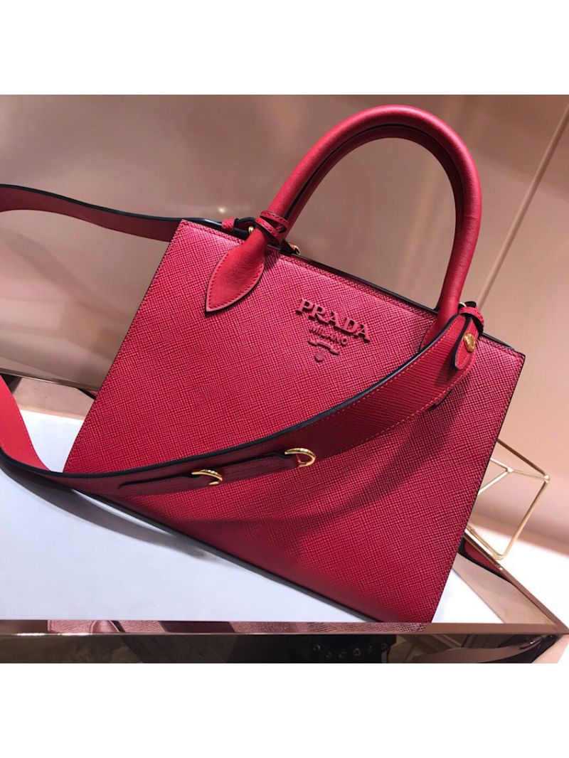 Prada Monochrome Saffiano leather bag 1ba156 Red