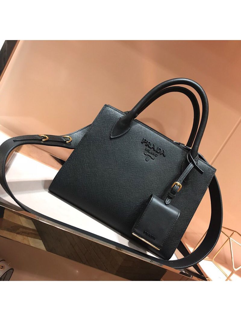 Prada Monochrome Saffiano leather bag 1ba156 Black