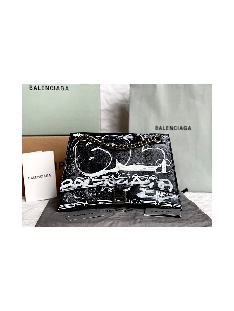 Balenciaga Crush Medium Chain Bag In Printed Graffiti Crushed Calfskin 716393