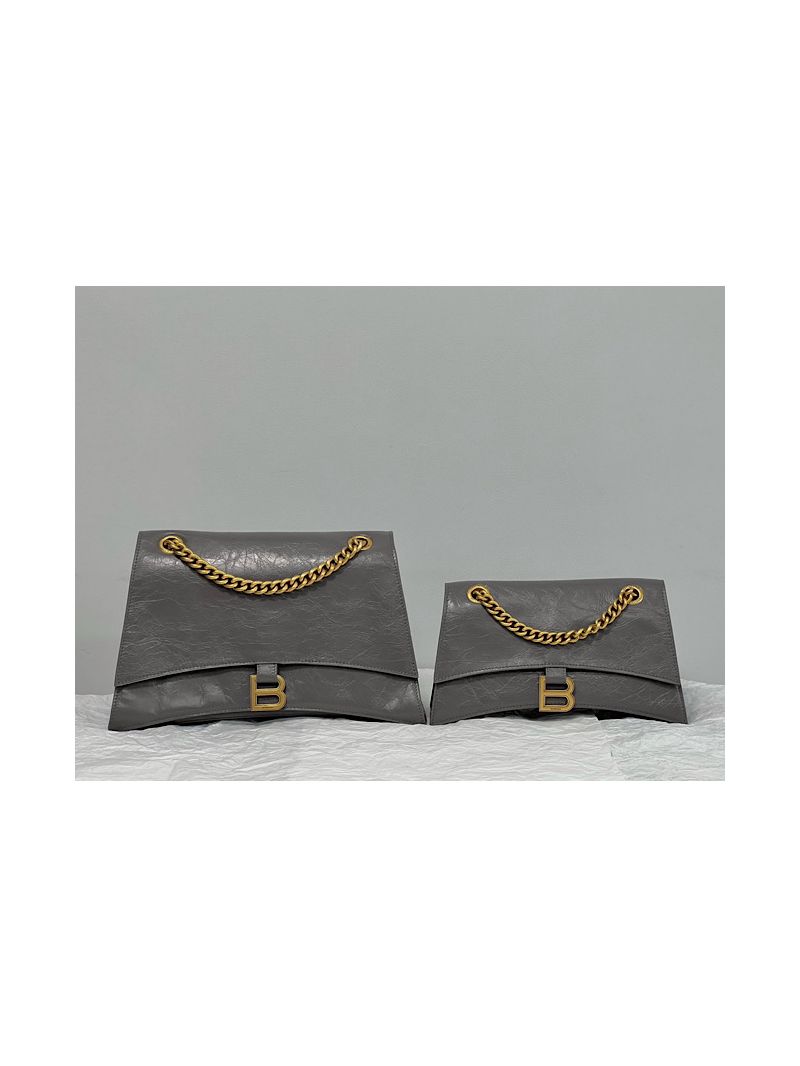 Balenciaga Crush Medium Chain Bag In Dark Grey Crushed Calfskin 716393
