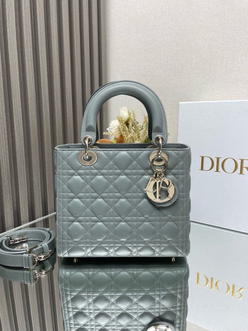Dior Lady Dior Medium Flap Cover Quilted in Cannage Lambskin Leather Bag M0565 Stone Gray