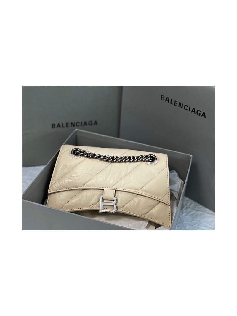 Balenciaga Crush Small Chain Bag In Quilted Sand Crushed Calfskin 716351