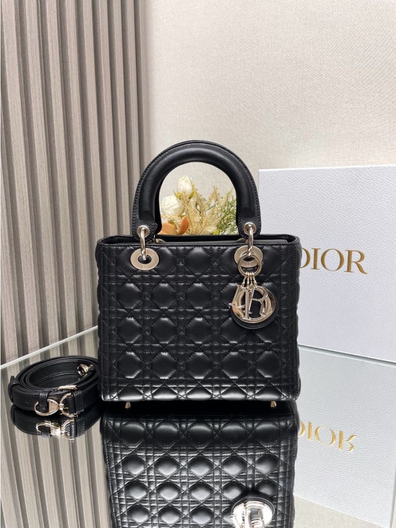 Dior Lady Dior Medium Flap Cover Quilted in Cannage Lambskin Leather Bag M0565 Black