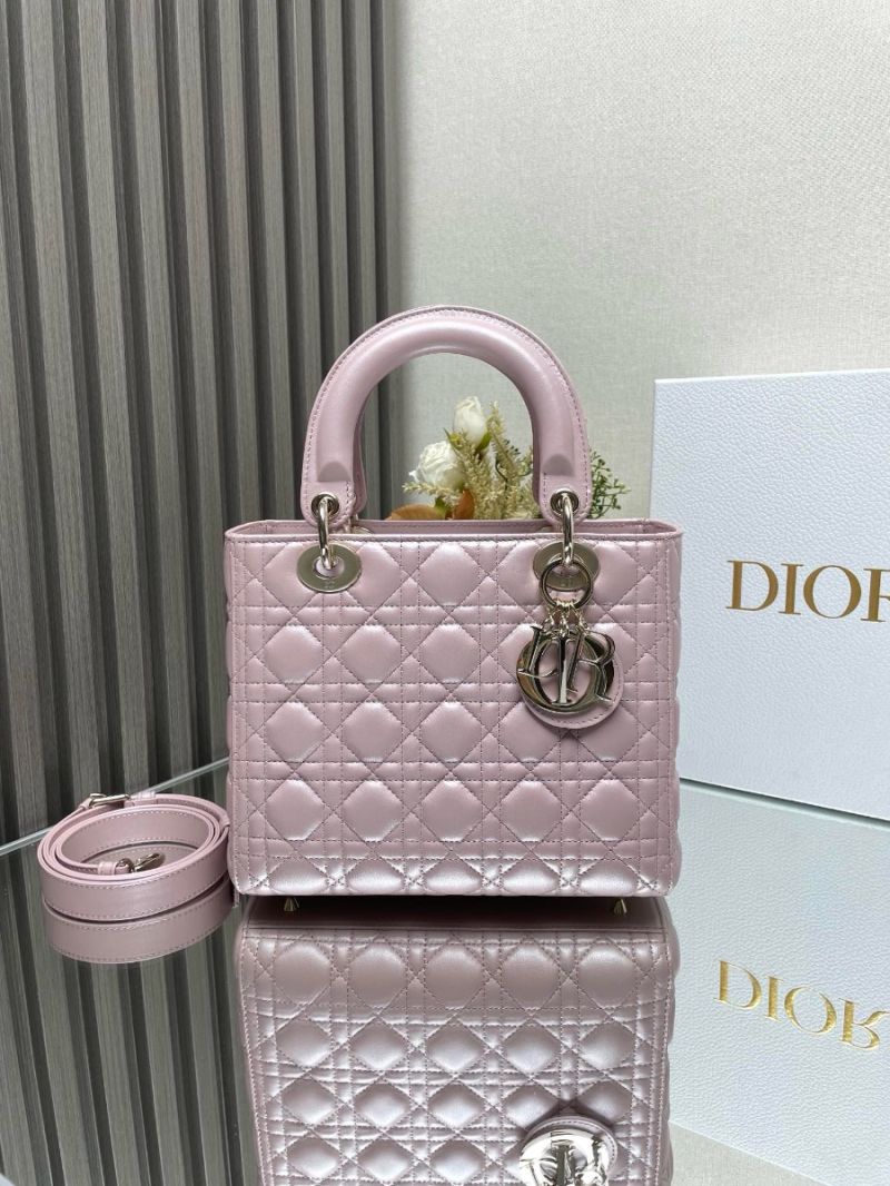 Dior Lady Dior Medium Flap Cover Quilted in Cannage Lambskin Leather Bag M0565 Lotus Pearly