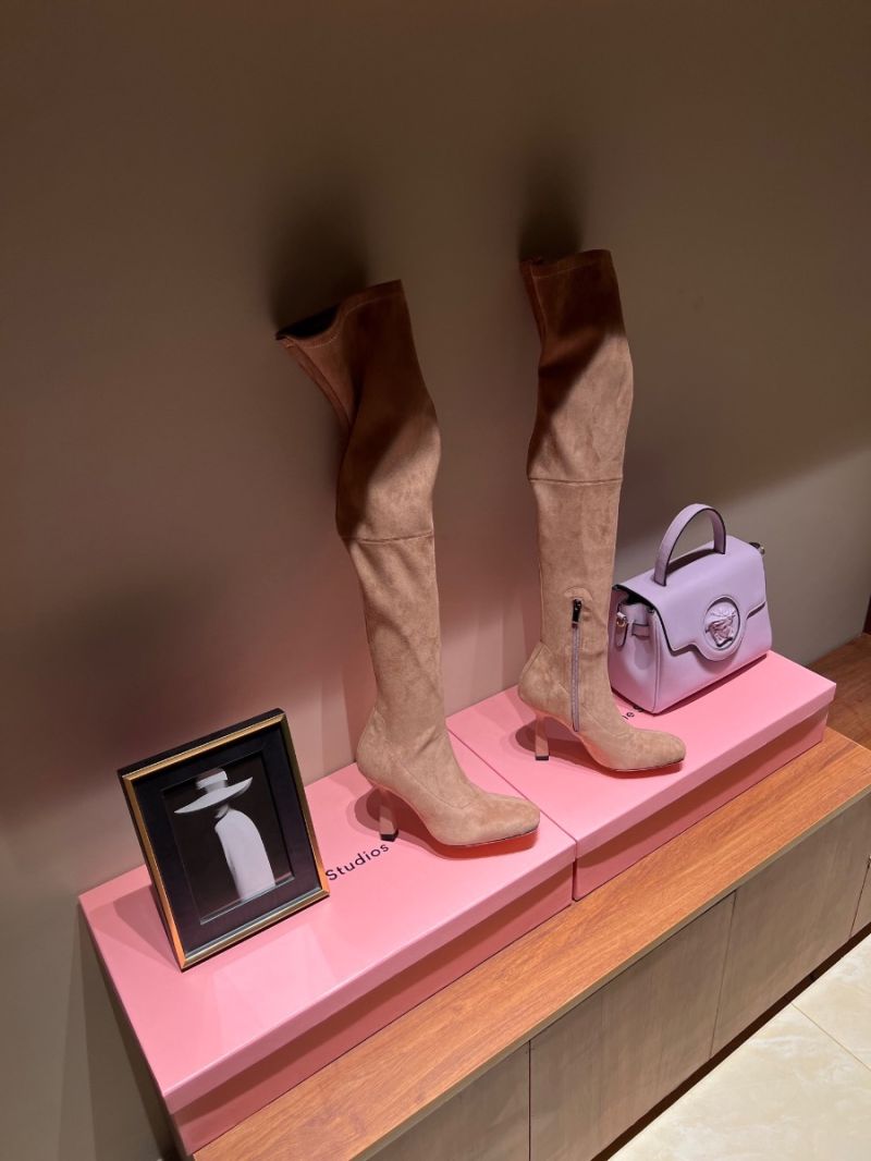 Hermes Hurricane Boots Thigh-high boot in stretch suede goatskin H232227Z Nude