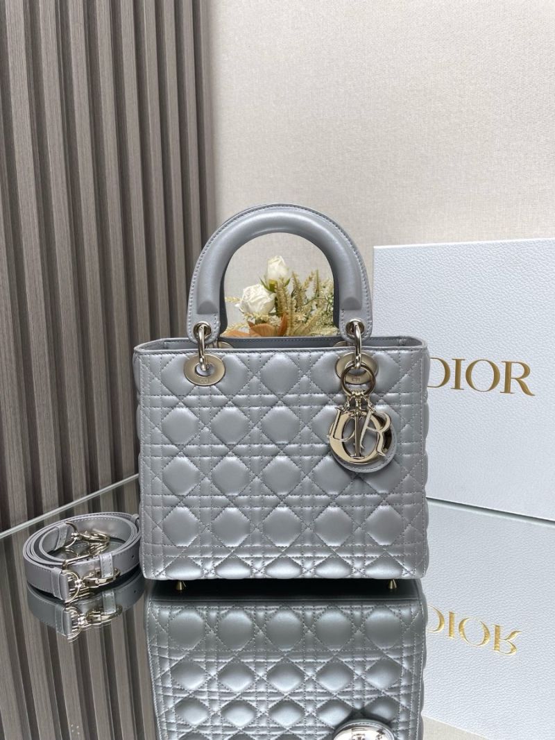 Dior Lady Dior Medium Flap Cover Quilted in Cannage Lambskin Leather Bag M0565 Lotus Grey