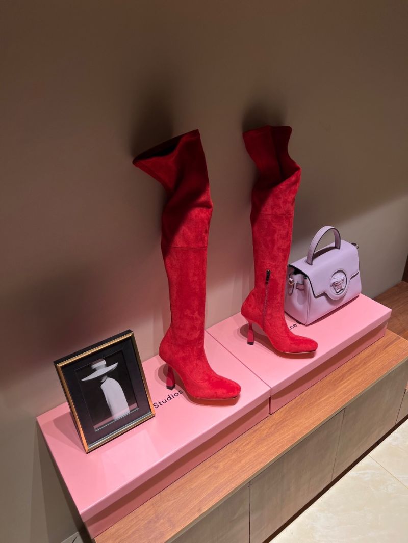 Hermes Hurricane Boots Thigh-high boot in stretch suede goatskin H232227Z Rose