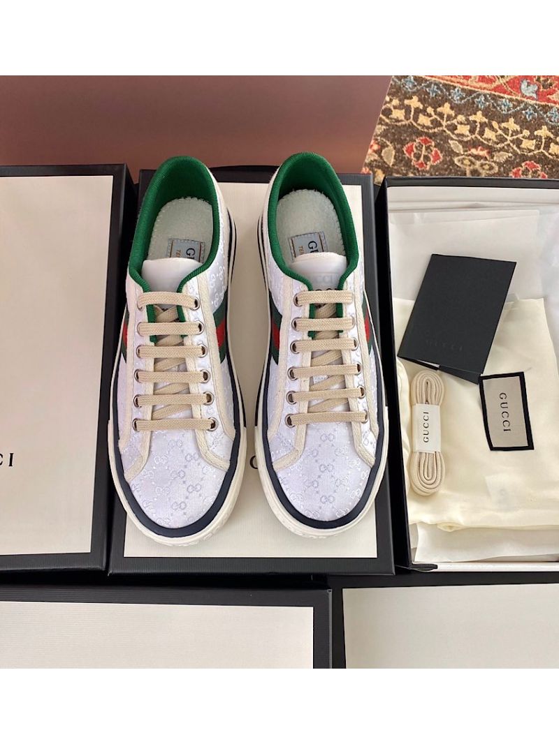 Men Women's Gucci Tennis 1977 Sneaker 606110 White Mini GG Jacquard