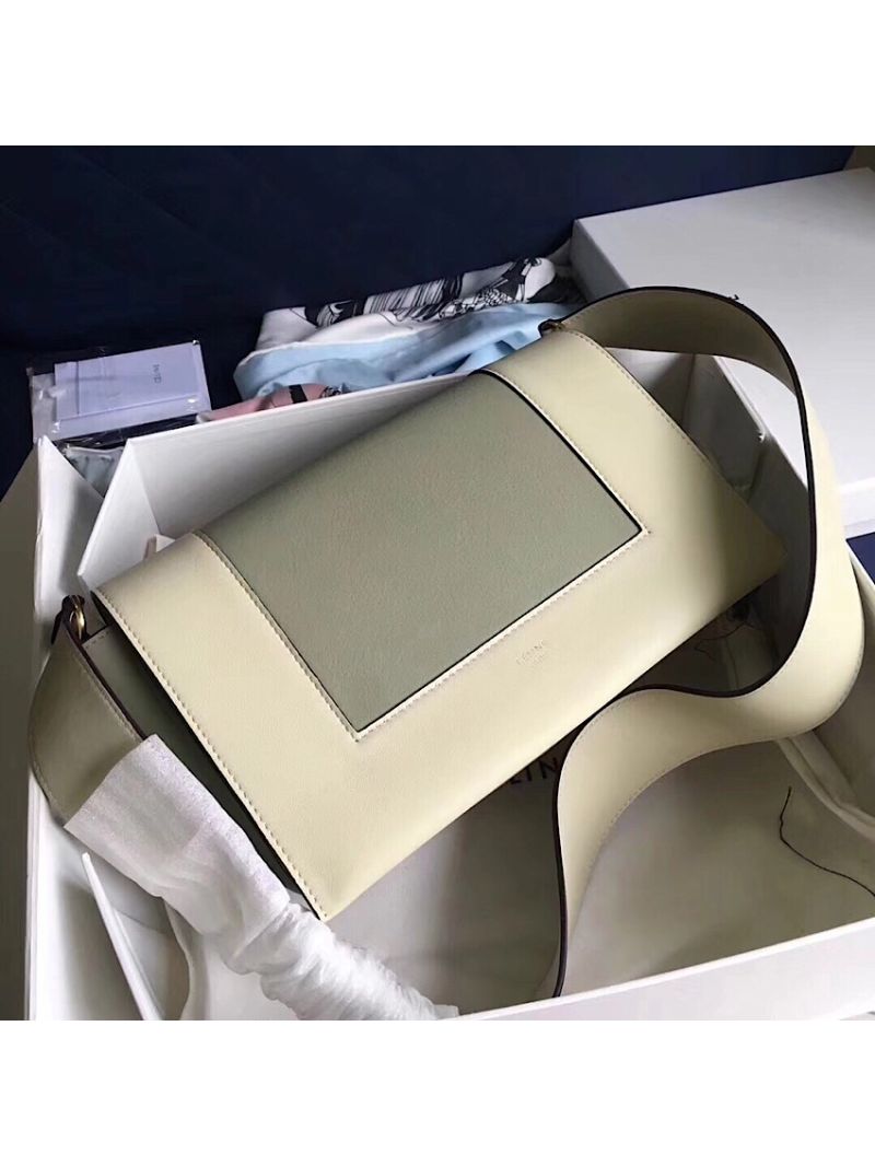 Celine Medium Frame Bag in Chalk/ Mastic Shiny Smooth Calfskin 180263