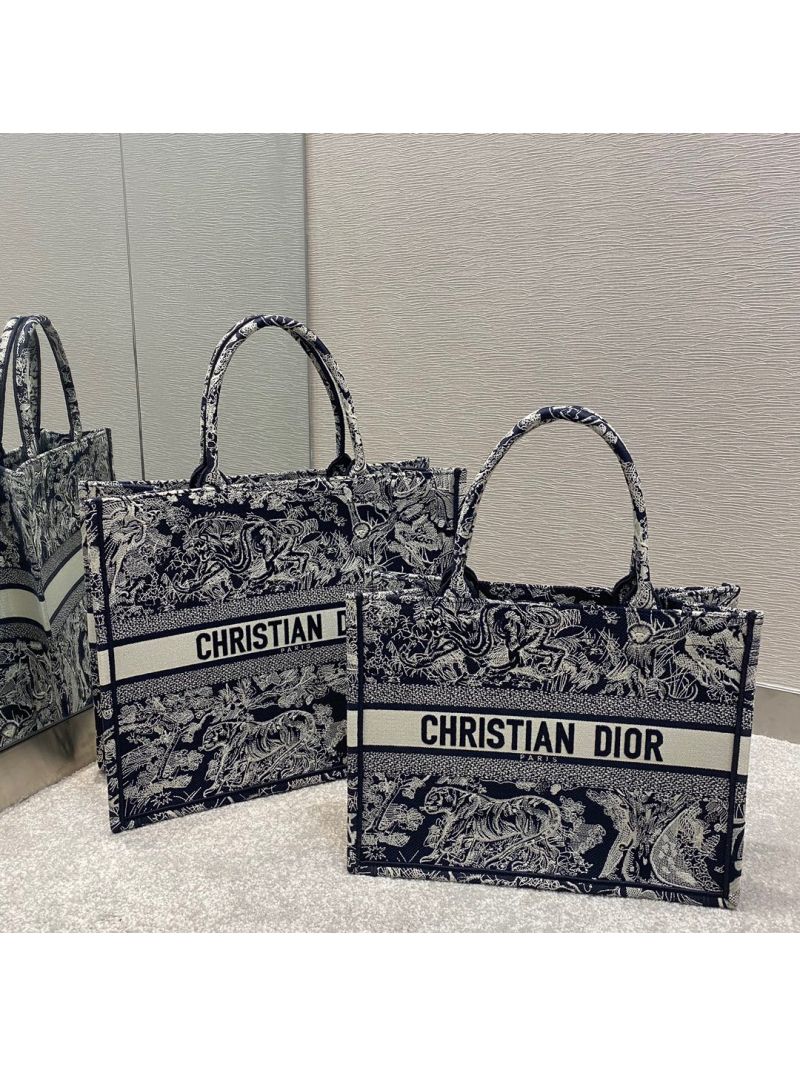 Dior Book Tote bag in Blue Toile de Jouy Reverse Embroidery 