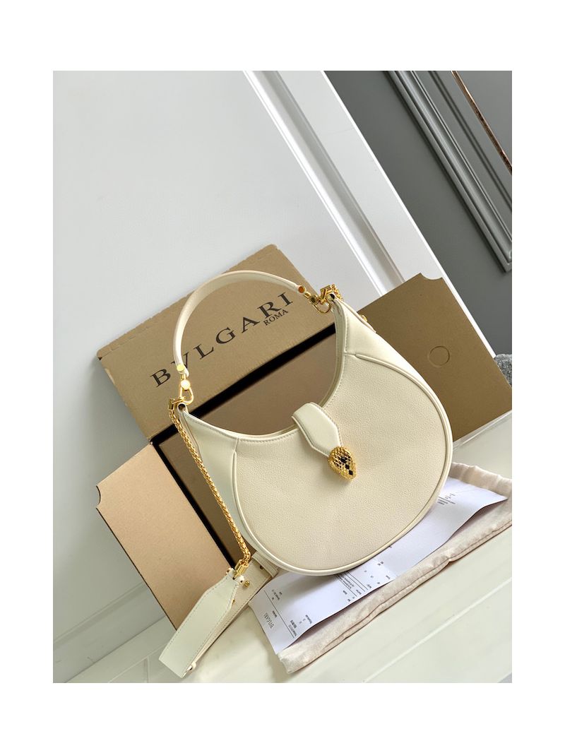 Bvlgari Serpenti Ellipse Shoulder Bag 291636 Ivory