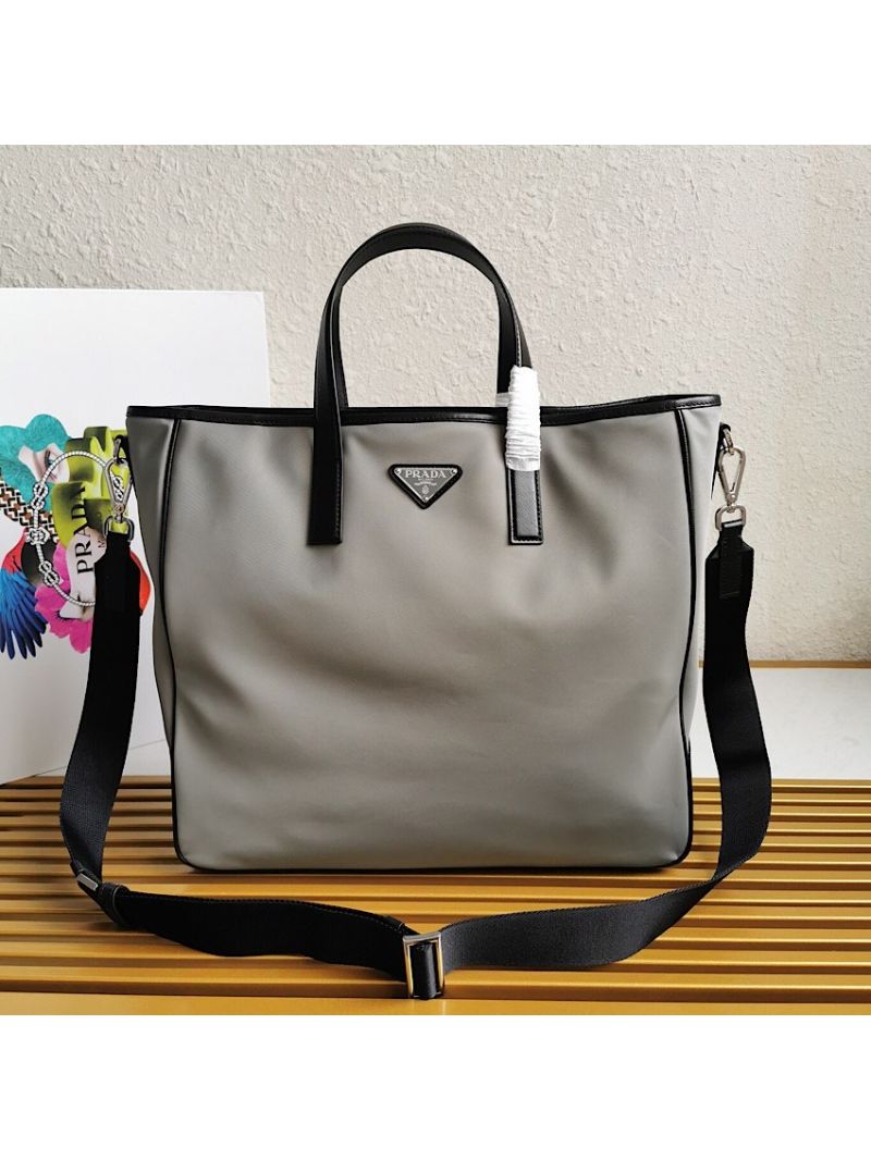 Prada Nylon and Saffiano Leather Tote 2VG064 Grey