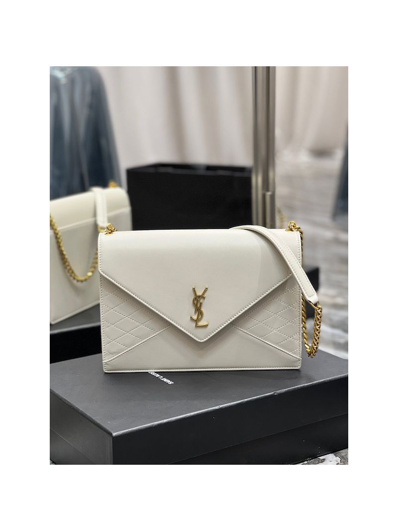 YSL Saint Laurent Gaby Chain Bag In Quilted Lambskin 668864 Blanc