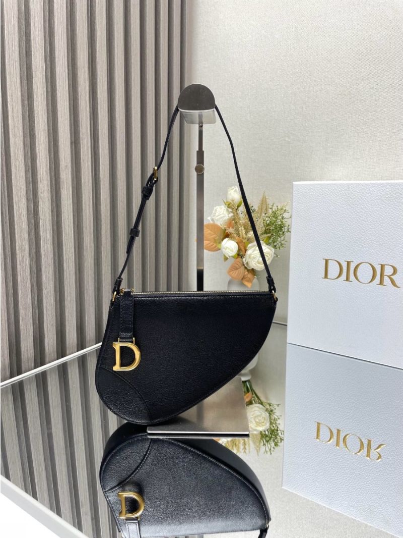 Dior Saddle Rodeo Pouch Black Goatskin S5909C
