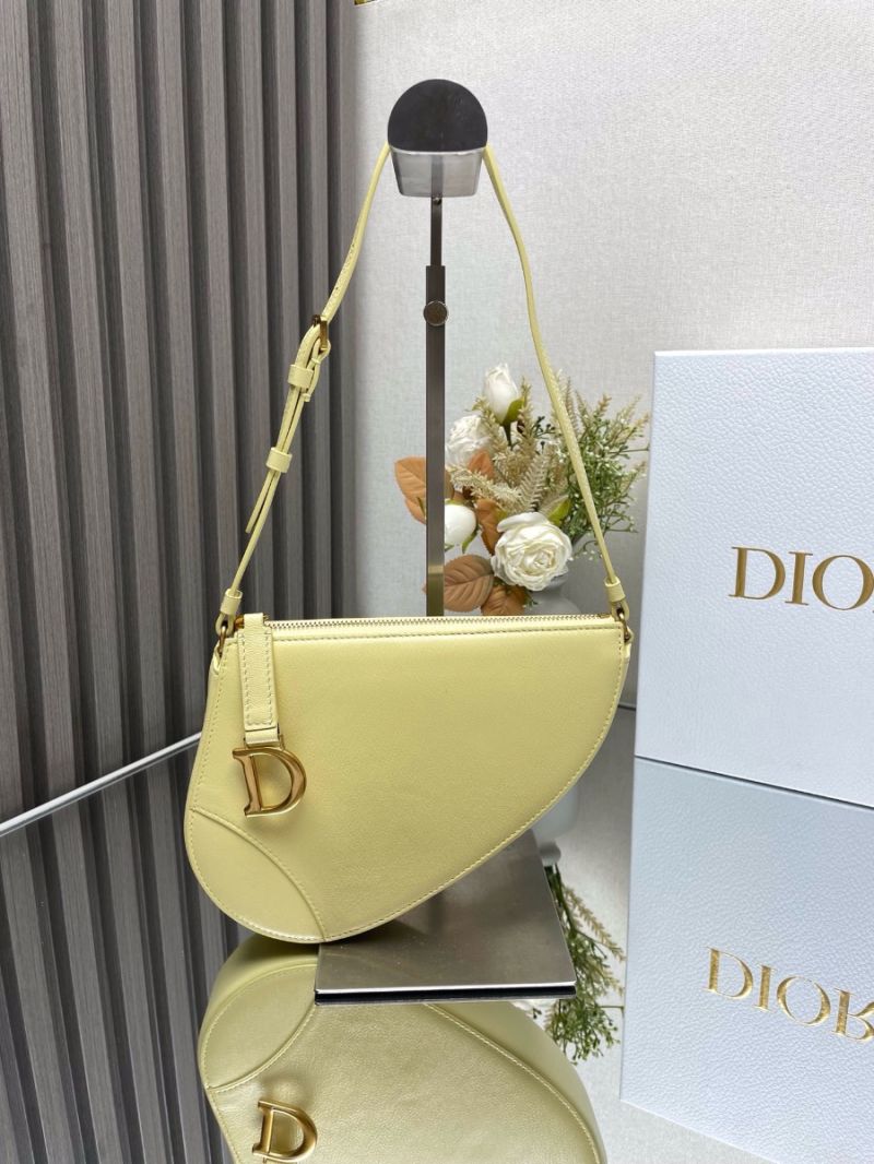 Dior Saddle Rodeo Pouch Yellow Goatskin S5909C