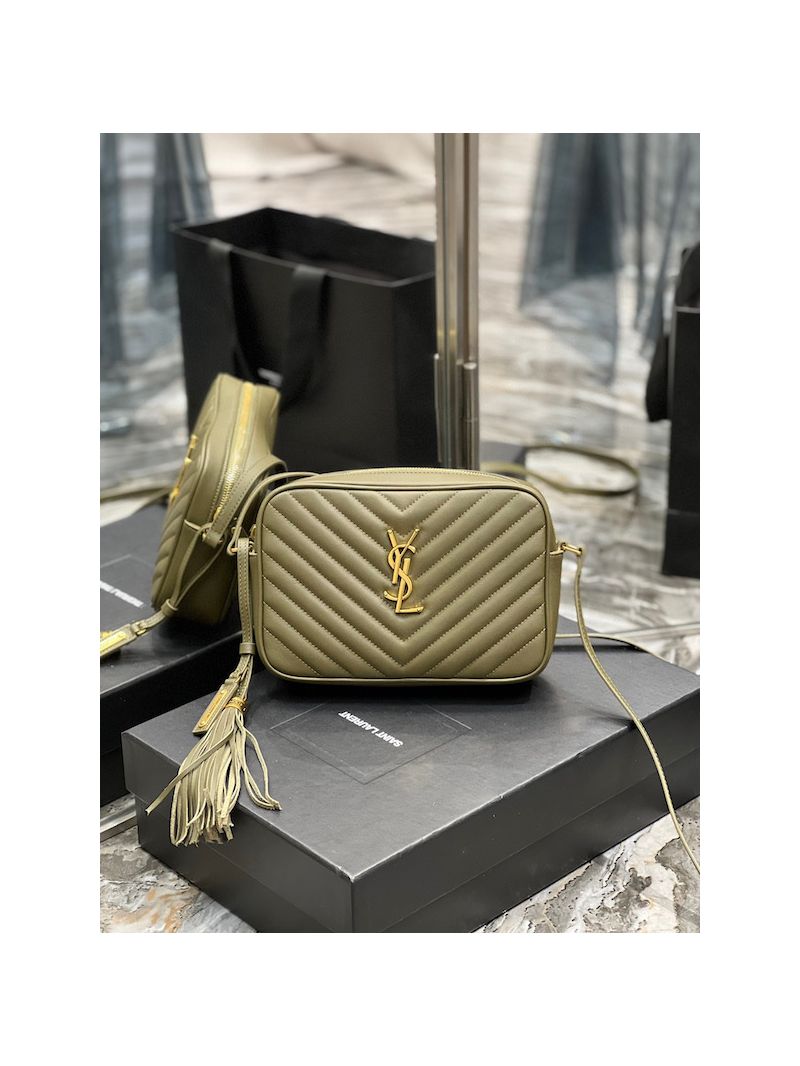 YSL Saint Laurent Lou Camera Bag In Supple Quilted Leather 520534 Khaki