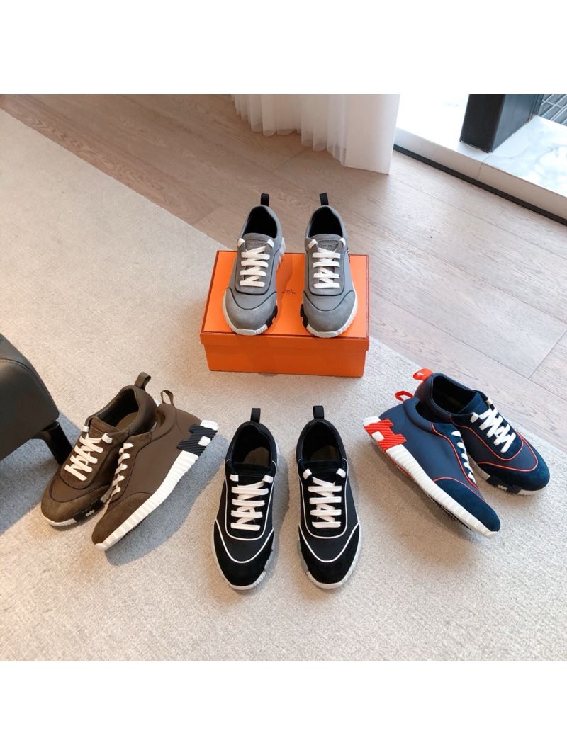 Hermes Men Female Bouncing Sneaker in Technical Jersey and Suede Goatskin H221898