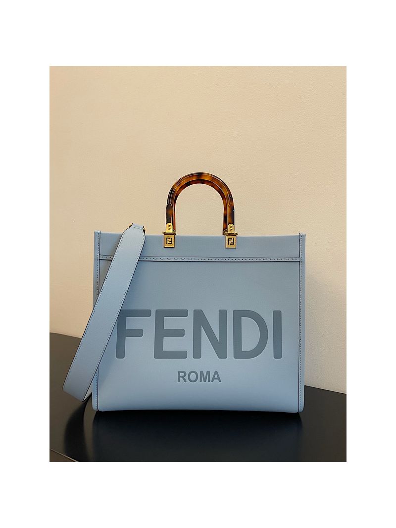 Fendi Medium Sunshine Shopper Light Blue Leather 8BH386