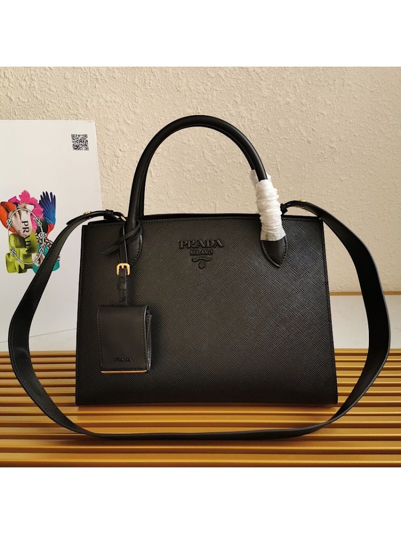 Prada Monochrome black Saffiano Leather Bag
