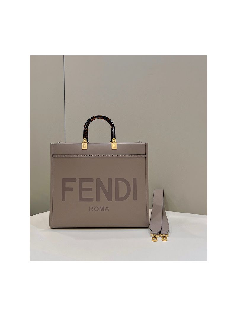 Fendi Medium Sunshine Shopper Light Grey Leather 8BH386