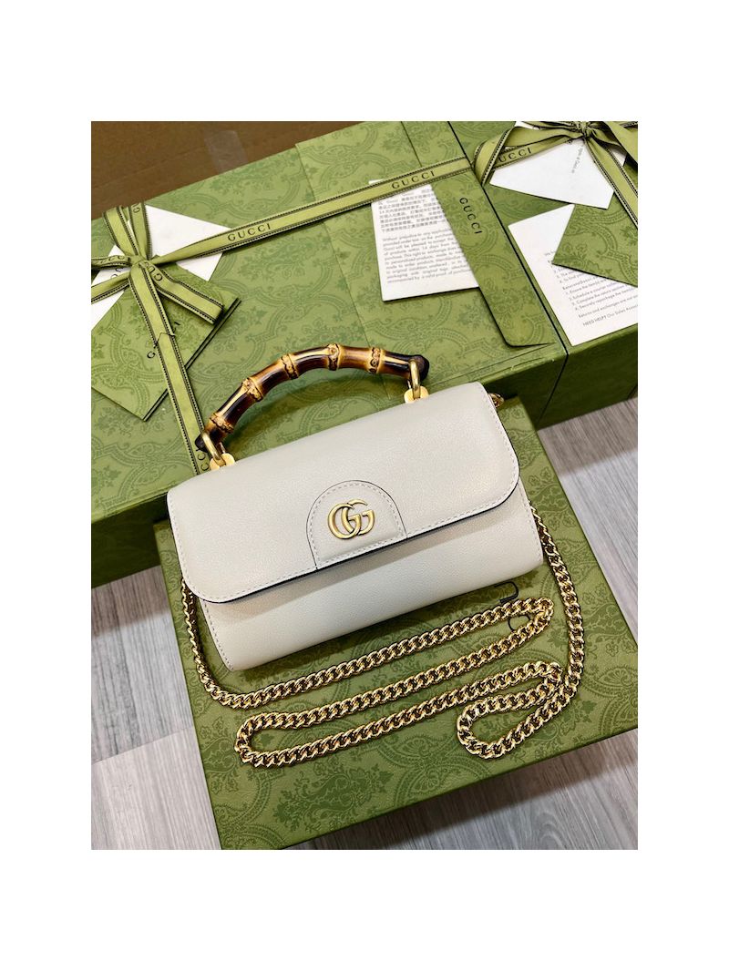 Gucci Diana Mini Shoulder Bag 675795 White Leather