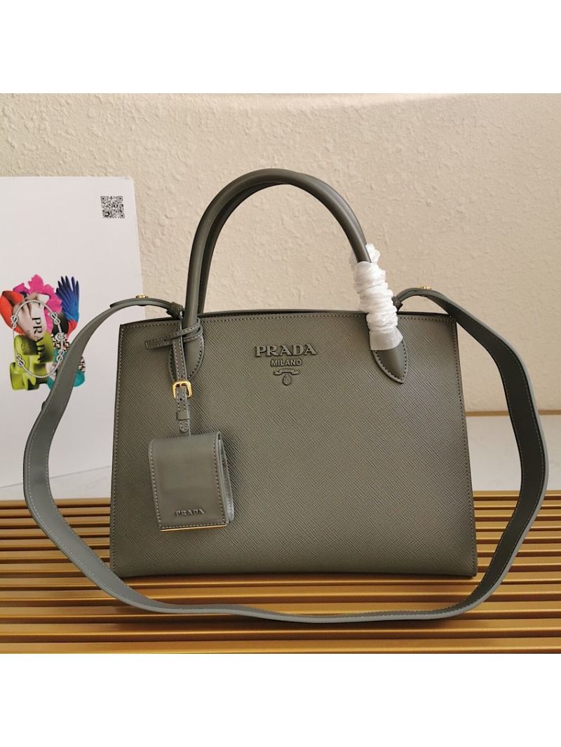 Prada Monochrome Grey Saffiano Leather Bag
