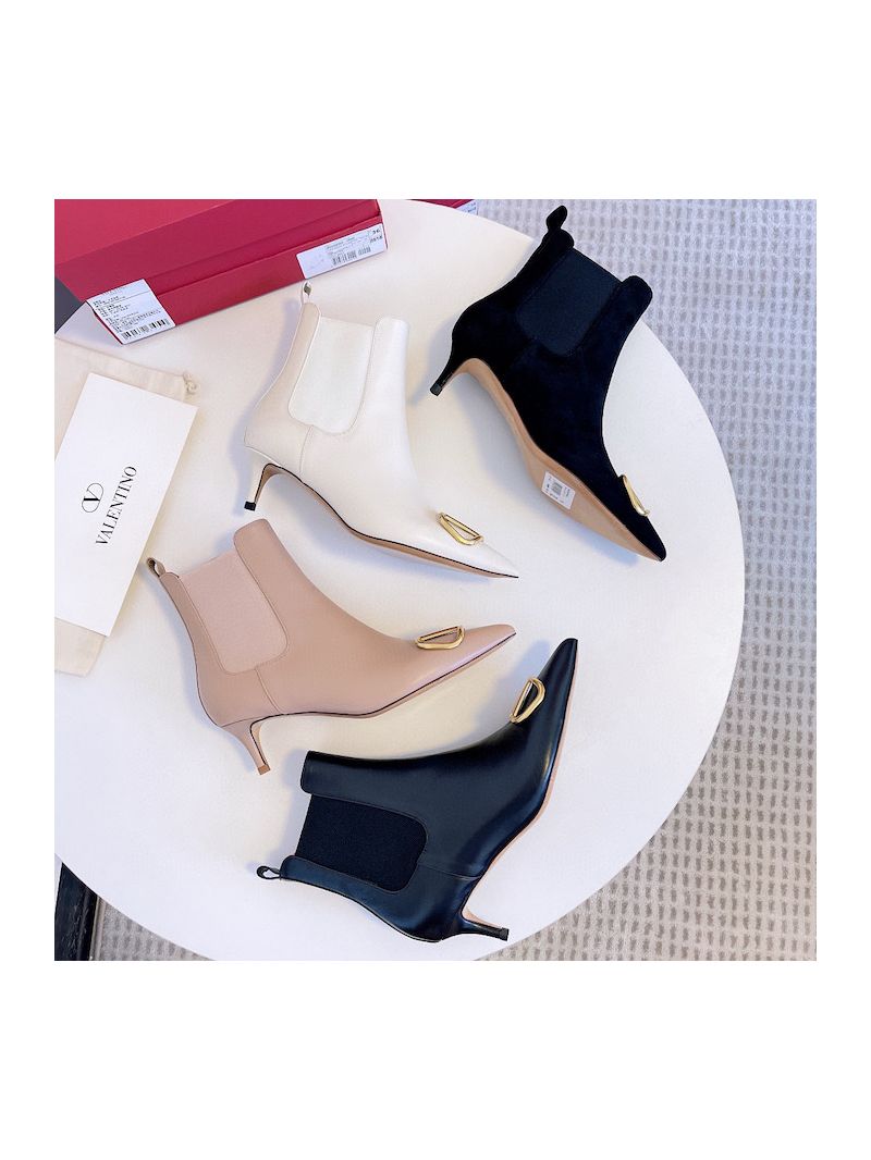 Valentino VLogo 40mm Black Leather Ankle Boots