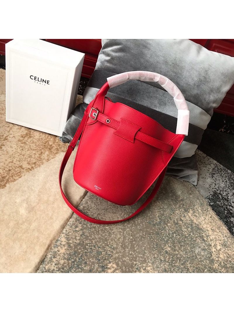 Celine Big Bag Nano Bucket in Supple Grained Calfskin Red 187243