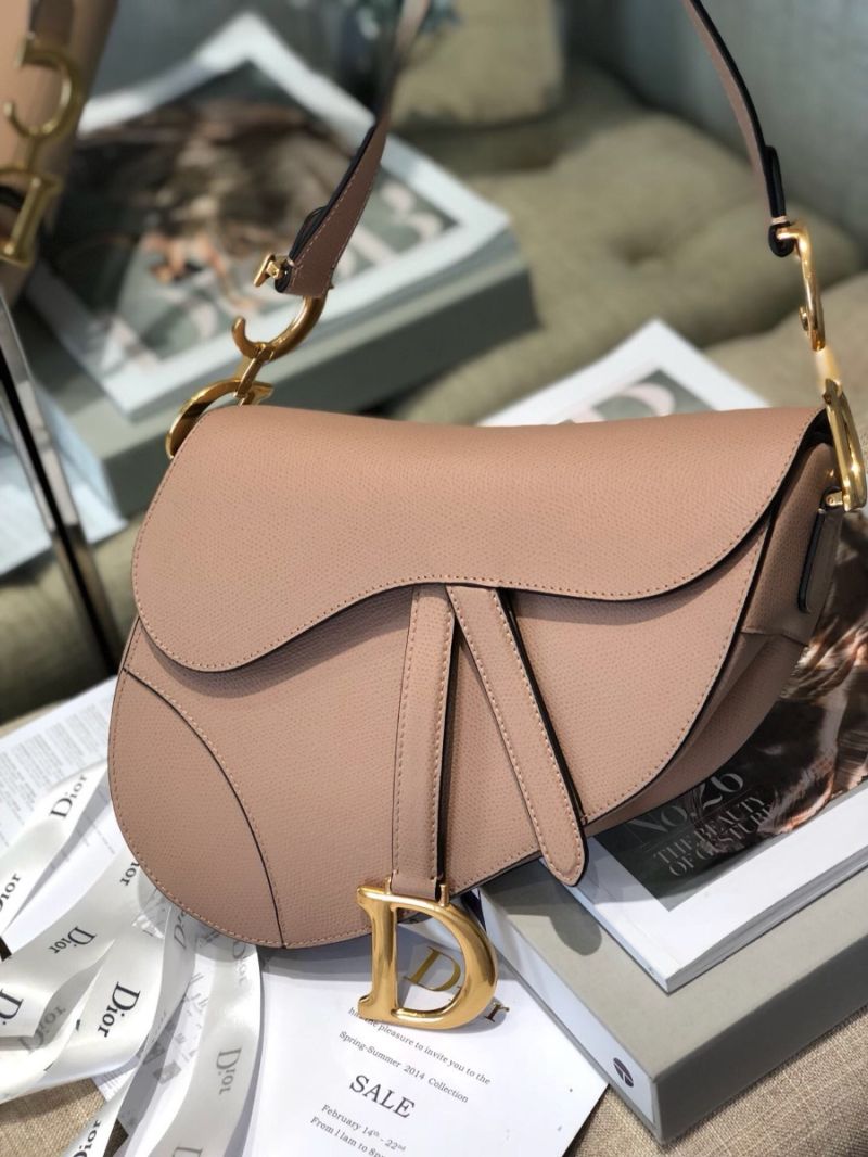 Dior Saddle Bag in Grained Calfskin Nude Pink