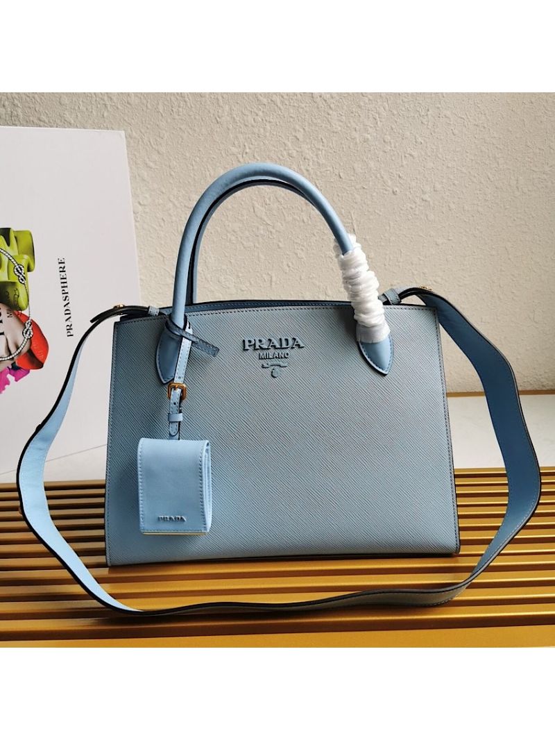 Prada Monochrome Light Blue Saffiano Leather Bag