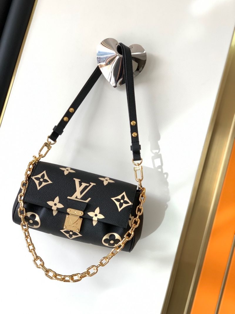 Louis Vuitton LV Favourite Bag M45836 Bicolor Monogram Empreinte Leather Black Beige