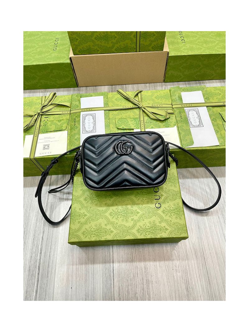 Gucci GG Marmont mini small shoulder bag Resin 447632 Black