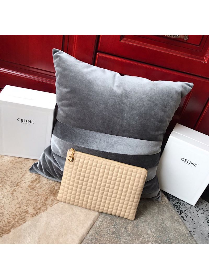 Celine C Charm Pouch In Quilted Calfskin 10B813 Nude