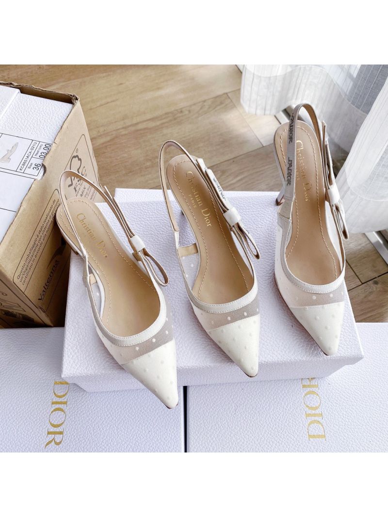 Dior J'adior Slingback White Plumetis Pump KCB567 