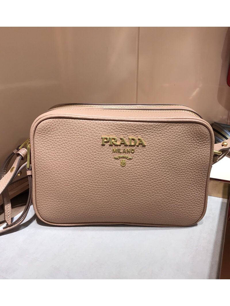 Prada Calf Leather Shoulder Camera Bag 1bh082 Nude