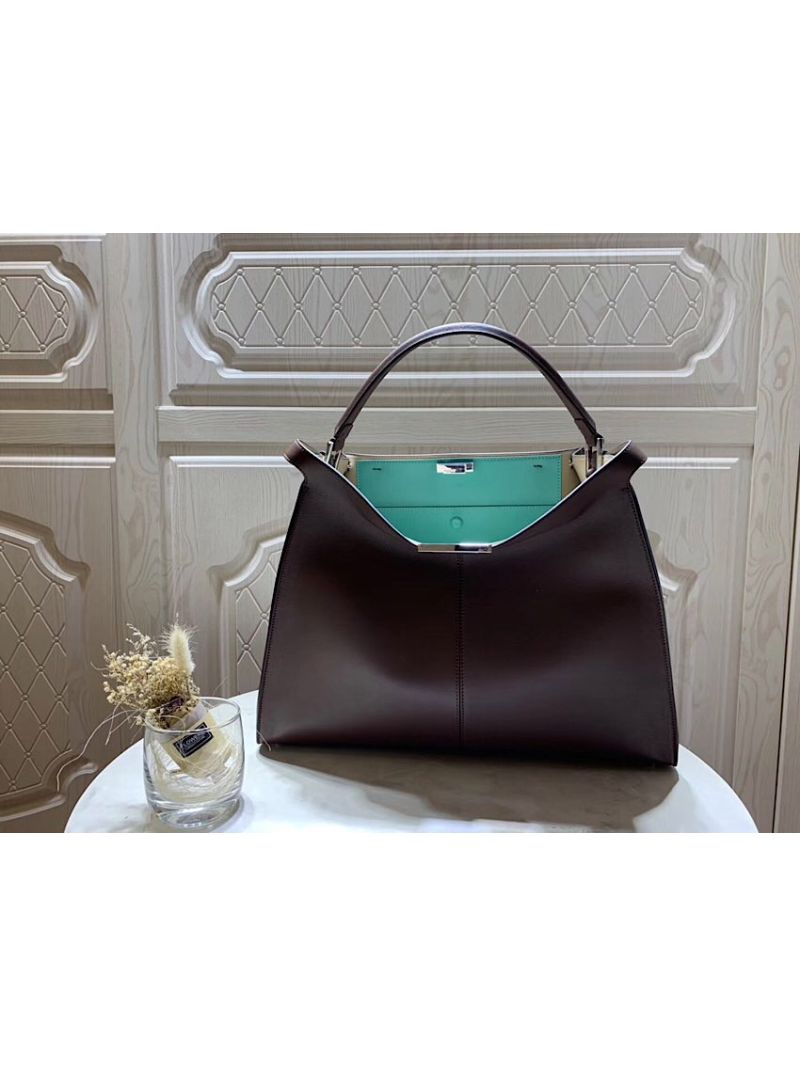 Fendi Peekaboo X-Lite Burgundy Leather Bag 8BN304 