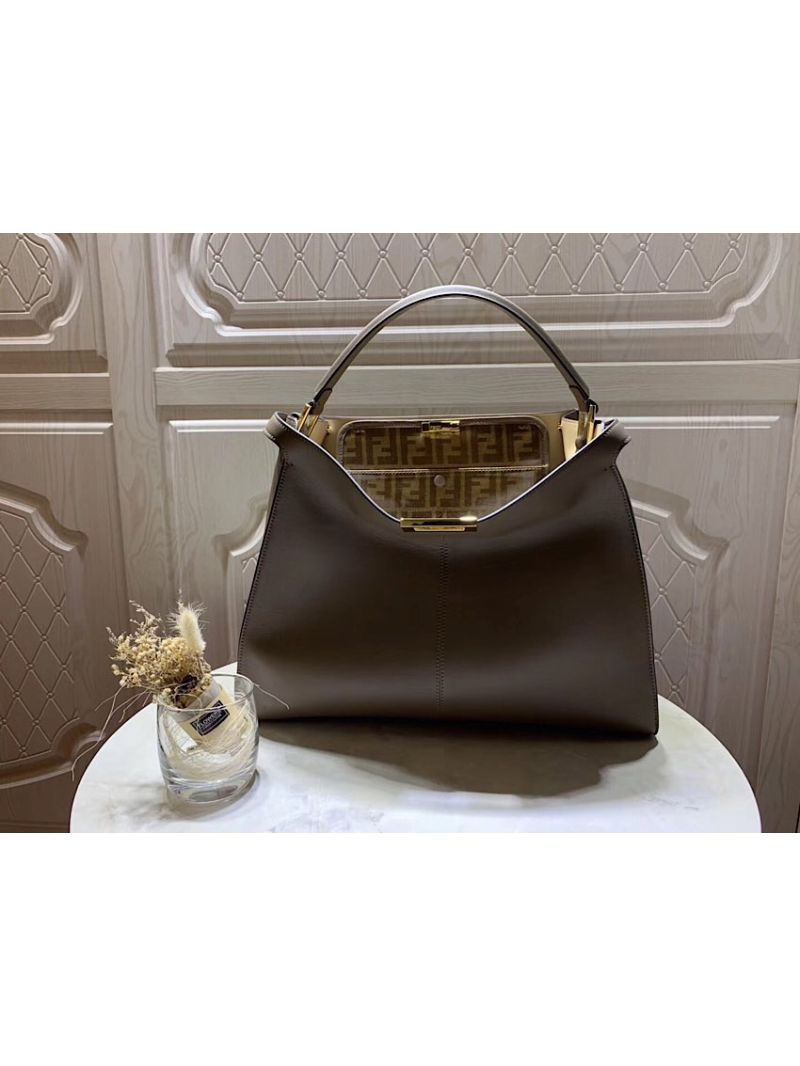 Fendi Peekaboo X-Lite Brown Leather Bag 8BN304