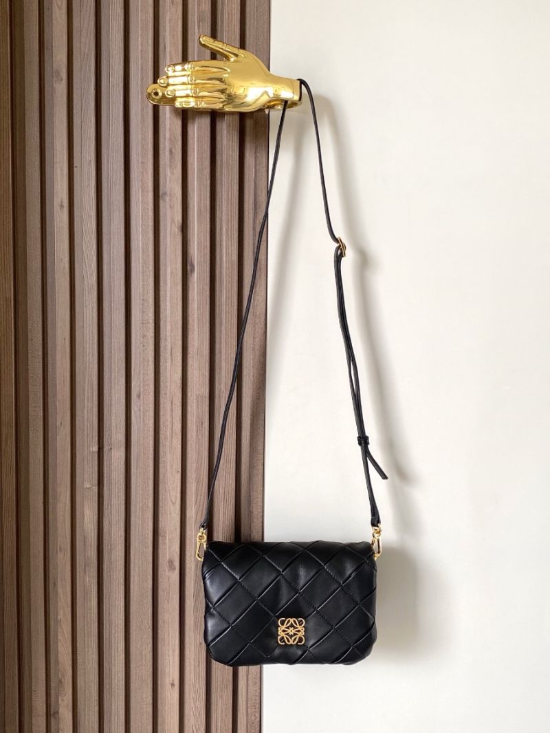 Loewe Mini Puffer Goya In Pleated Shiny Nappa Lambskin A896W56 Black