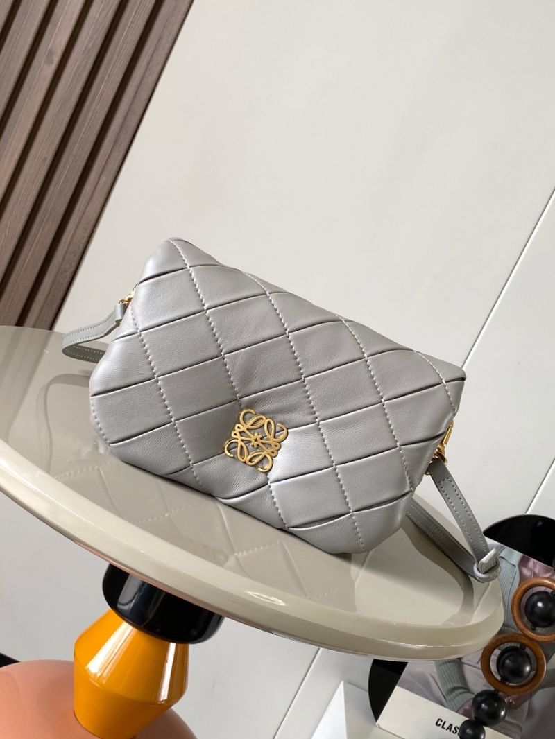Loewe Mini Puffer Goya In Pleated Shiny Nappa Lambskin A896W56 Pearl Grey