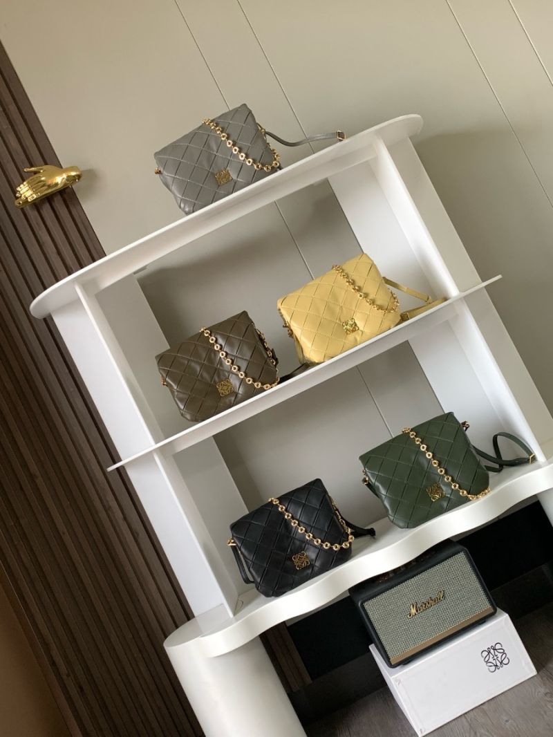 Loewe Puffer Goya In Pleated Shiny Nappa Lambskin A896P41 Black