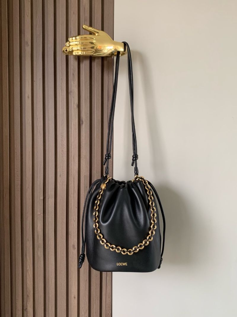 Loewe Flamenco Purse Bucket In Mellow Nappa Lambskin A411FPB Black