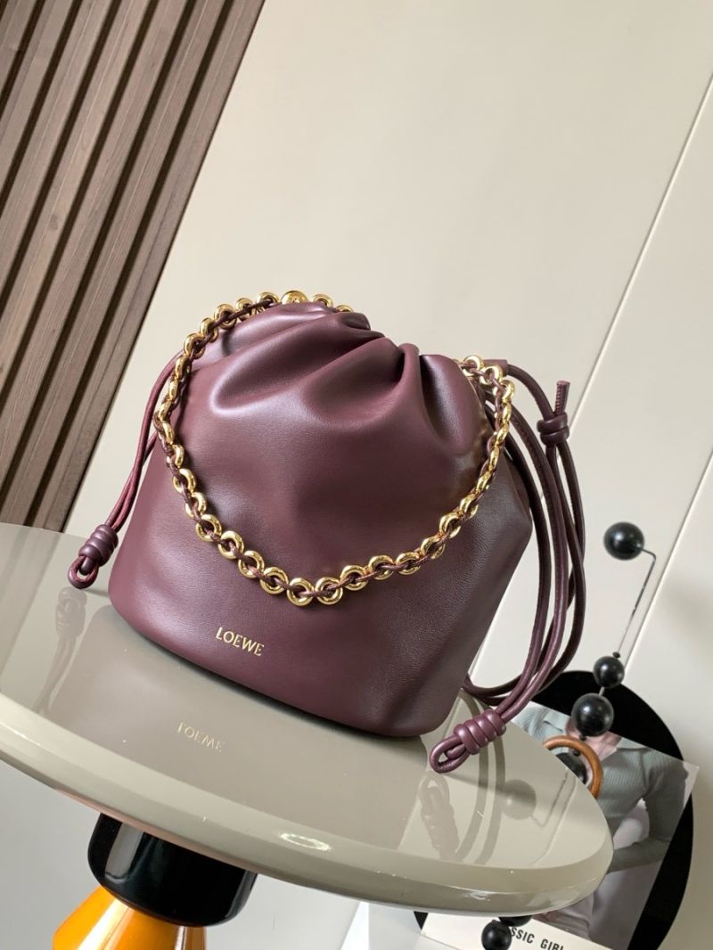 Loewe Flamenco Purse Bucket In Mellow Nappa Lambskin A411FPB Dark Burgundy