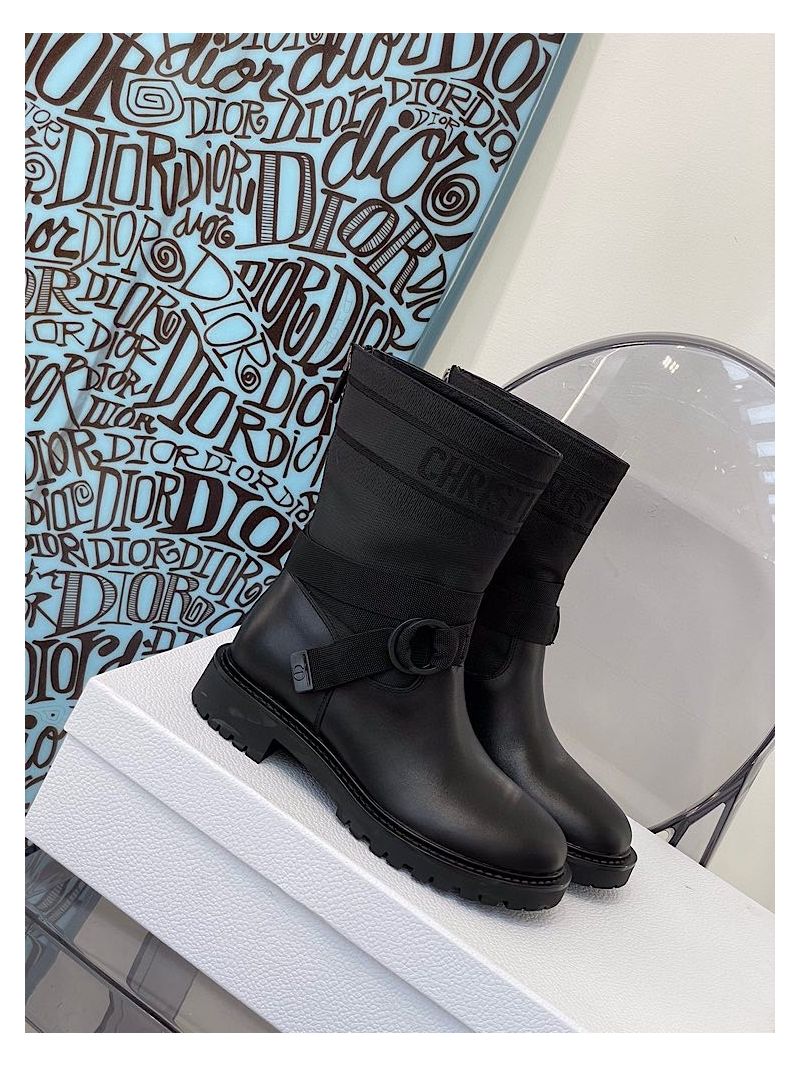 Dior D-Major Ankle Boot Black Technical Fabric and Black Calfskin KCI676