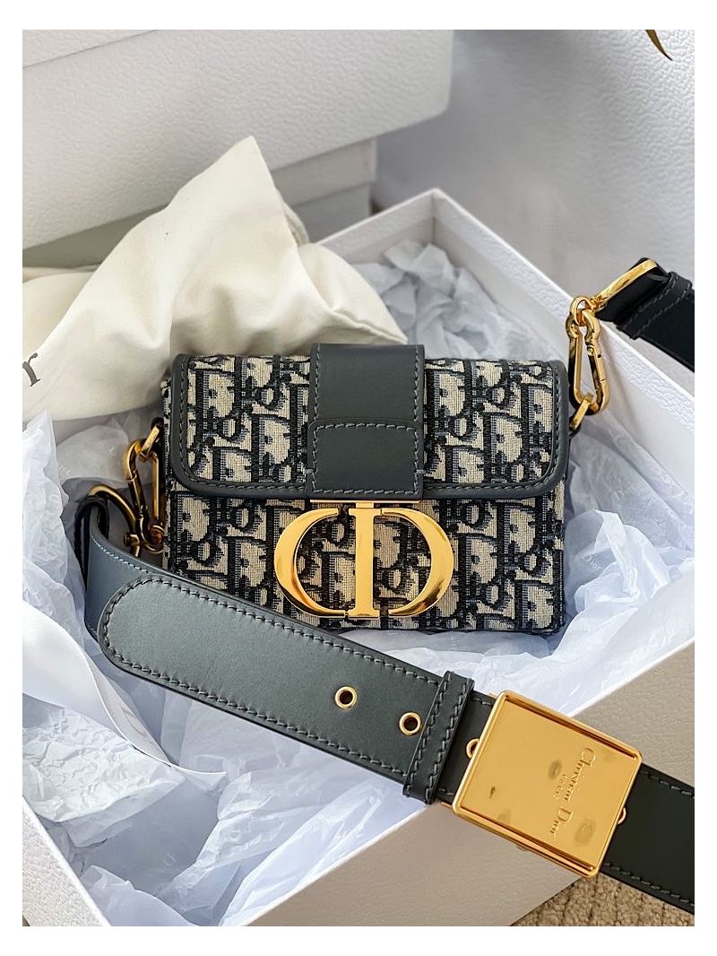 Dior 30 Montaigne Jacquard Canvas Box Bag M9204 Blue