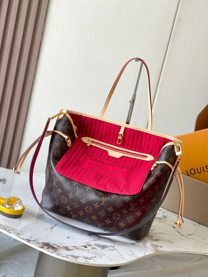Louis Vuitton LV New Reversible Neverfull Bandoulière Inside Out MM M12096 Monogram/Rouge Sari