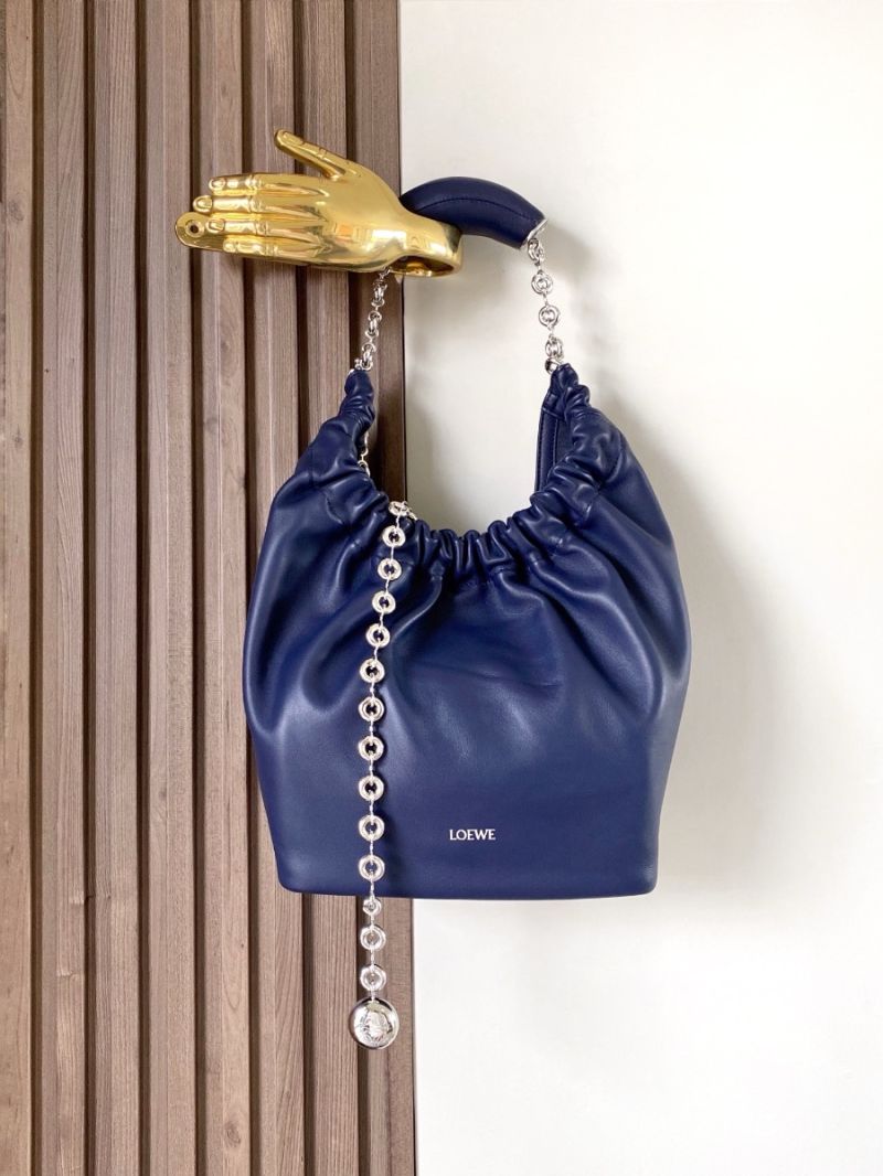 Loewe Small Squeeze Bag In Nappa Lambskin A914NCH Abyss Blue Silver Hardware