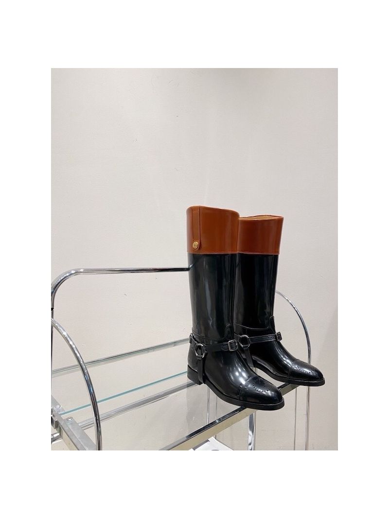 Gucci Knee-high Boot With Harness 674670 Black Leather