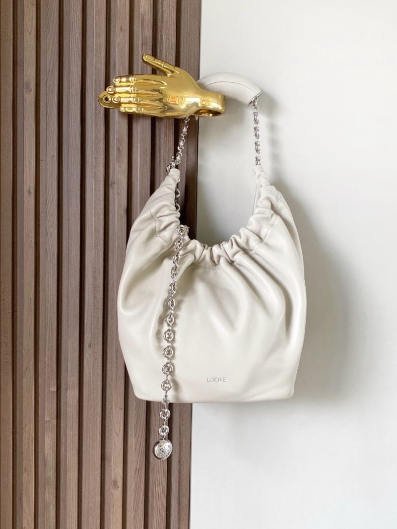 Loewe Small Squeeze Bag In Nappa Lambskin A914NCH White Silver Hardware