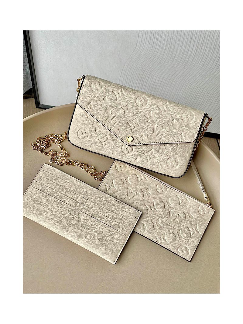 Louis Vuitton LV Felicie Pochette in Monogram Empreinte Leather M82363 Creme